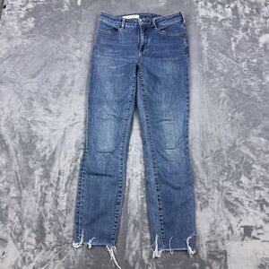 Anthropologie Pilcro Jeans Womens Size 28 Blue Mid Rise Fraw Hem Stretch Denim